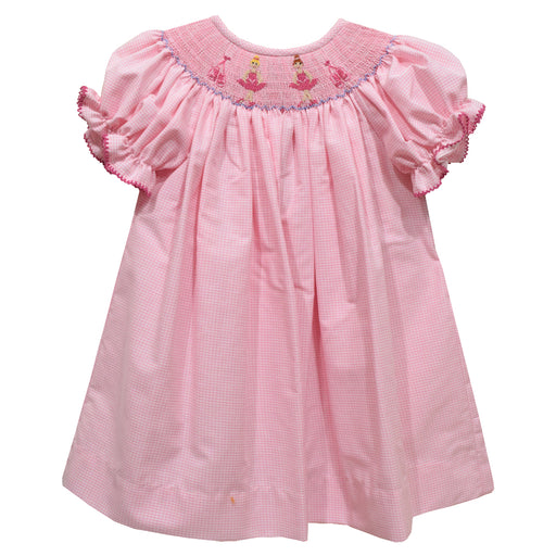 Ballerina Smocked Pink Check Short Sleeve Girls Bishop - Vive La Fête - Online Apparel Store