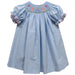 Princess Smocked Light Blue Check Short Sleeve Girls Bishop - Vive La Fête - Online Apparel Store