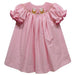 Easter Bunny Smocked Pink Check Short Sleeve Girls Bishop
