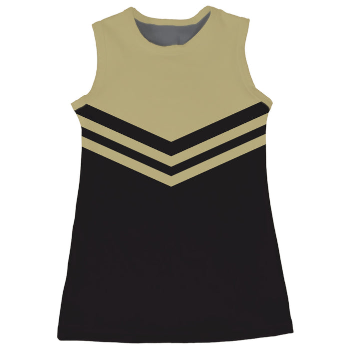 Black and Gold Sleeveless Cheerleader A Line Dress