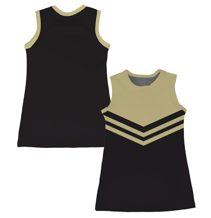 Black and Gold Sleeveless Cheerleader A Line Dress - Vive La Fête - Online Apparel Store