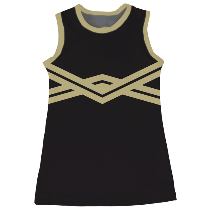 Black and Gold Sleeveless Cheerleader A Line Dress