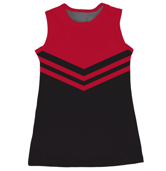 Black and Red Sleeveless Cheerleader A Line Dress