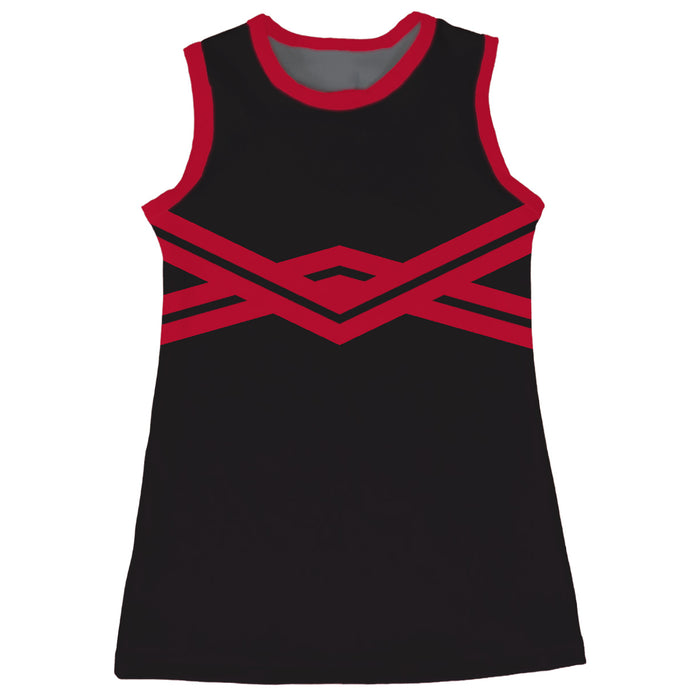 Black and Red Sleeveless Cheerleader A Line Dress