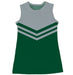 Green and Gray Sleeveless Cheerleader A Line Dress