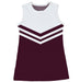 Maroon and White Sleeveless Cheerleader A Line Dress