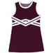 Maroon and White Sleeveless Cheerleader A Line Dress