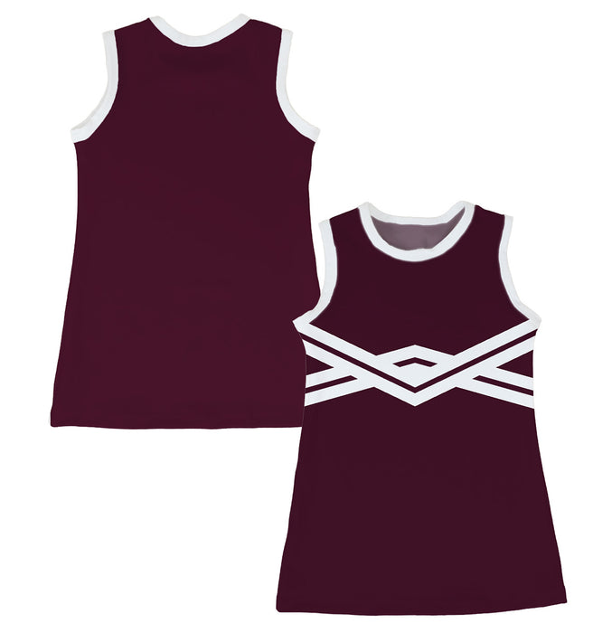 Maroon and White Sleeveless Cheerleader A Line Dress - Vive La Fête - Online Apparel Store