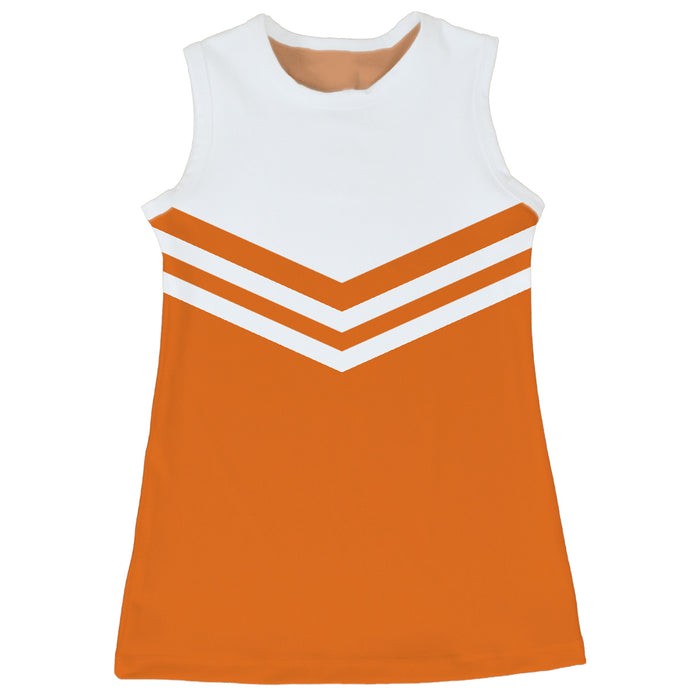 Orange and White Sleeveless Cheerleader A Line Dress