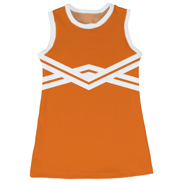 Orange and White Sleeveless Cheerleader A Line Dress