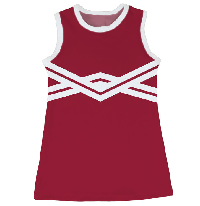 Red and White Sleeveless Cheerleader A Line Dress