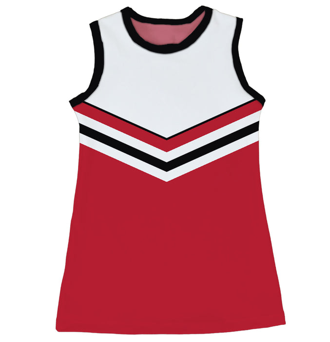 Red Black and White Sleeveless Cheerleader A Line Dress