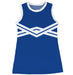 Royal and White Sleeveless Cheerleader A Line Dress