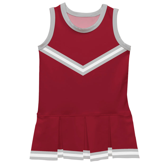 Maroon Gray Sleeveless Cheerleader Dress