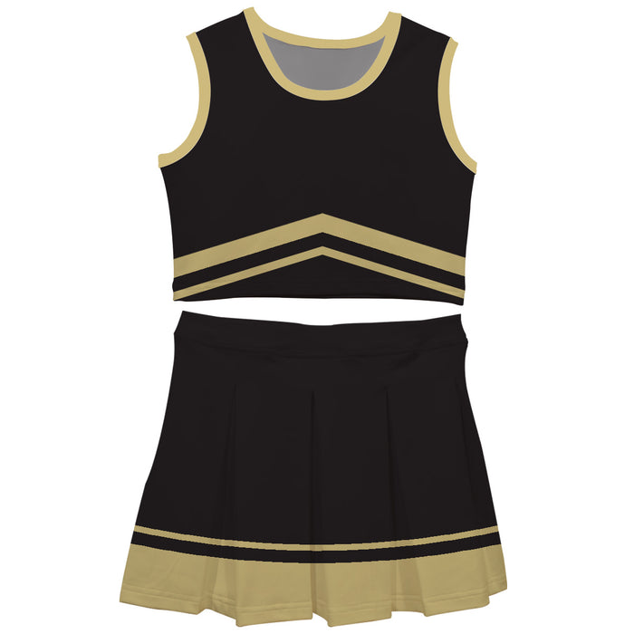 Black and Gold Sleeveless Cheerleader Set