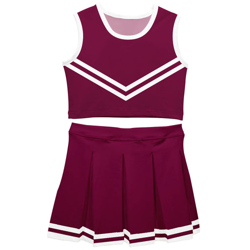 Maroon and White Sleeveless Cheerleader Set