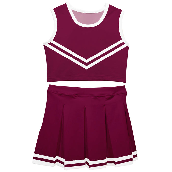 Maroon and White Sleeveless Cheerleader Set