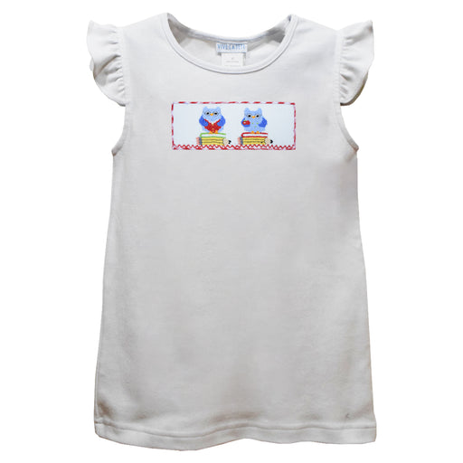 Back to School White Knit Angel Wing Sleeves Girls Tshirt