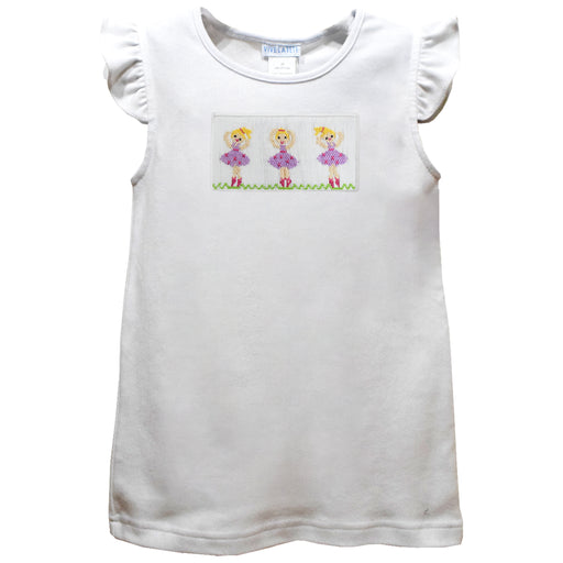 Ballerinas Smocked White Knit Angel Wing Sleeves Girls Tshirt