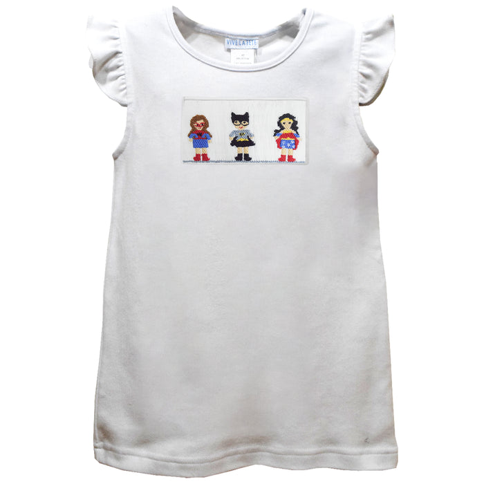 Heroines Smocked White Knit Angel Wing Sleeves Girls Tshirt
