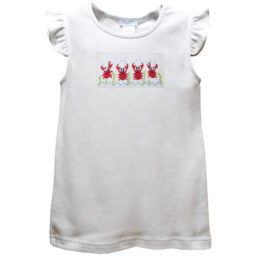 Crabs Smocked White Knit Angel Wing Sleeves Girls Tshirt
