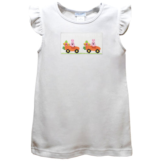 Easter Cars Smocked White Knit Angel Wing Sleeves Girls Tshirt