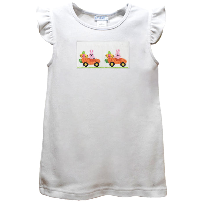 Easter Cars Smocked White Knit Angel Wing Sleeves Girls Tshirt