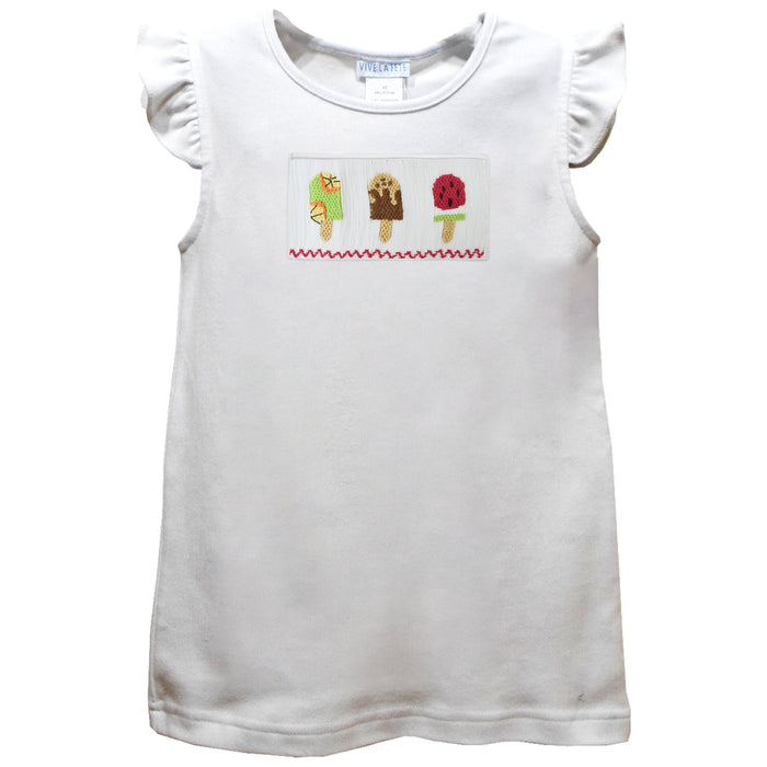 Popsicles Smocked White Knit Angel Wing Sleeves Girls Tshirt