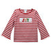 Joy with Reindeer Smocked Red and White Stripes Knit Long Bell Sleeve Girls Blouse