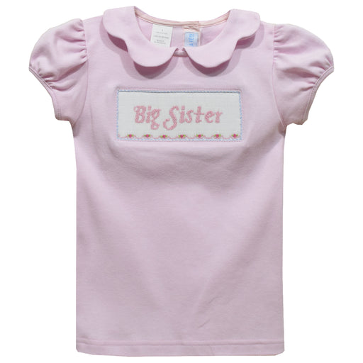 Big Sister Smocked Pink Knit Puff Sleeve Girls Top - Vive La Fête - Online Apparel Store