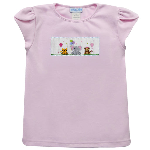 Birthday Smocked Pink Girls Knit Tulip Sleeve Blouse