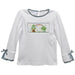 Shamrocks Smocked White Knit Long Sleeve Girls Blouse With Rib Cuffs