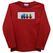 Christmas Train Smocked Red Knit Long Sleeve Boys Tee Shirt