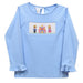 Princess and Castle Smocked Light Blue Knit Ruffle Long Sleeve Girls Tee Shirt