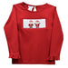 Santa Smocked Red Knit Ruffle Long Sleeve Girls Tee Shirt