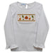 Fall Leaves Smocked White Knit Ruffle Long Sleeve Girls Tee Shirt
