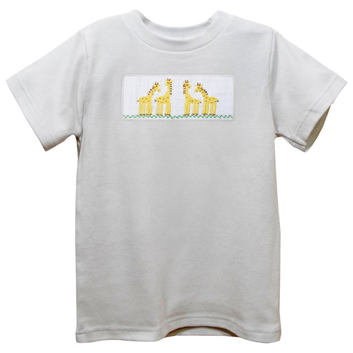 Giraffe White Knit Short Sleeve Boys Tee Shirt