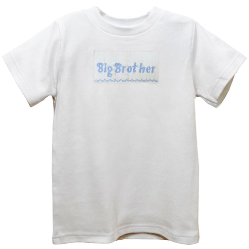 Big Brother Smocked White Knit Short Sleeve Boys Tee Shirt