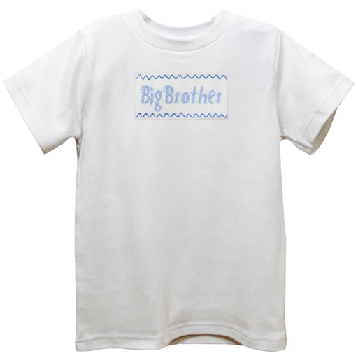 Big Brother Smocked White Knit Short Sleeve Boys Tee Shirt