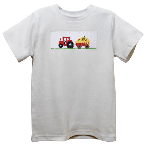 Tractor  White Knit Short Sleeve Boys Tee Shirt