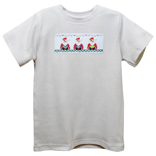 Santa Claus White Knit Short Sleeve Boys Tee Shirt