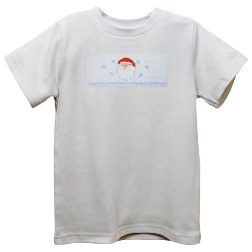 Santa Face White Knit Short Sleeve Boys Tee Shirt