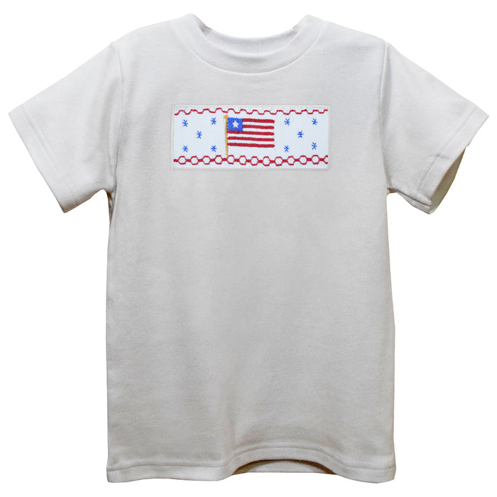 4 th of July White Knit Short Sleeve Boys Tee Shirt
