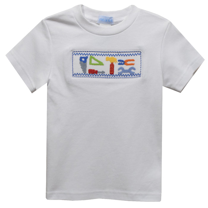 Hand Tools White Knit Short Sleeve Boys Tee Shirt - Vive La Fête - Online Apparel Store