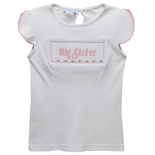 Big Sister Smocked White Knit Girls Top Cap Sleeve - Vive La Fête - Online Apparel Store