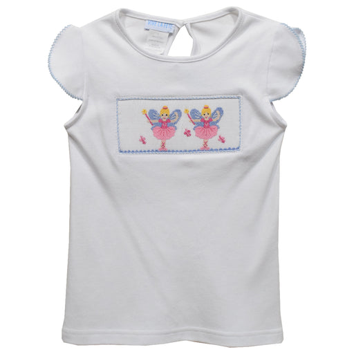 Fairy Smocked White Knit Girls Top Cap Sleeve - Vive La Fête - Online Apparel Store