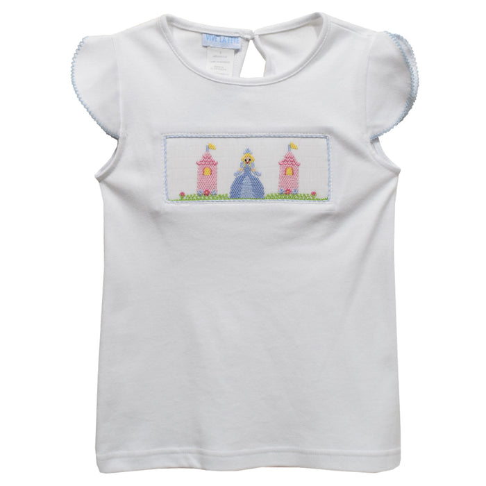 Princess Smocked White Knit Girls Top Cap Sleeve - Vive La Fête - Online Apparel Store