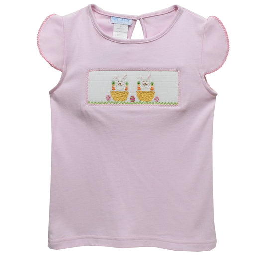 Easter Bunny Pink Knit Girls Top Cap Sleeve