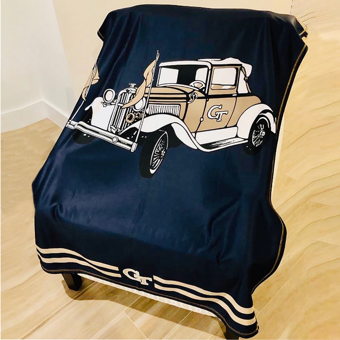 Utah State Aggies USU Vive La Fete Game Day Soft Premium Fleece Navy Throw Blanket 40" x 58” Logo and Stripes - Vive La Fête - Online Apparel Store