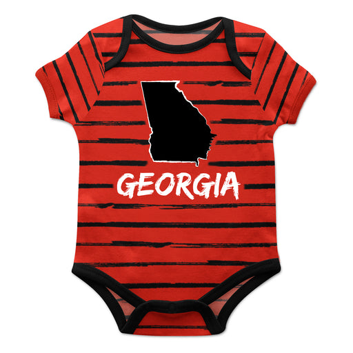 Georgia Stripe Red and Black Boys Onesie Short Sleeve
